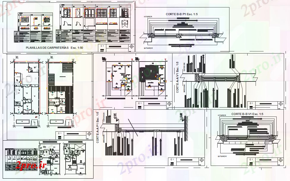 دانلود نقشه جزئیات طراحی در و پنجره  طراحی درب  (کد53293)