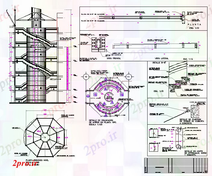 دانلود نقشه  جزئیات آسانسور و   ساختمان گرد طراحی پله (کد53311)
