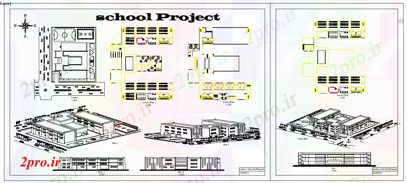 دانلود نقشه دانشگاه ، آموزشکده ، مدرسه ، هنرستان ، خوابگاه -  پروژه مدرسه مدرن (کد53320)