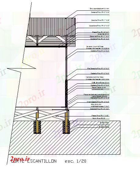 دانلود نقشه جزئیات ساختار جزئیات ساخت و ساز چوب (کد53382)