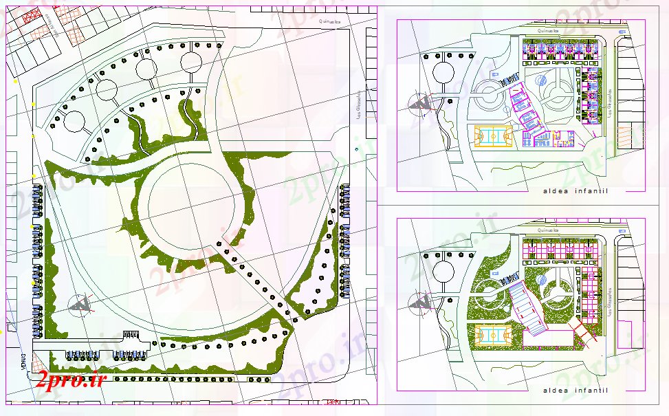 دانلود نقشه باغ پارک کودکان طراحی 65 در 79 متر (کد53388)