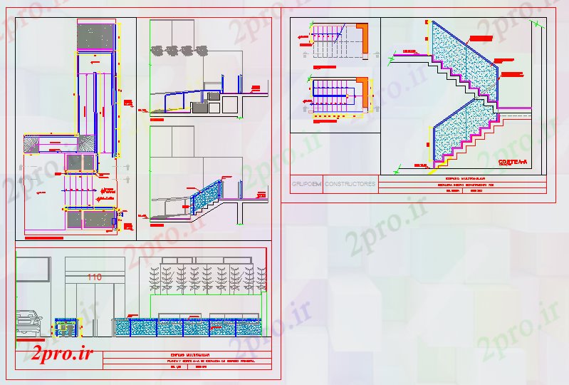 دانلود نقشه  جزئیات آسانسور و   فلزی طراحی پله (کد53414)