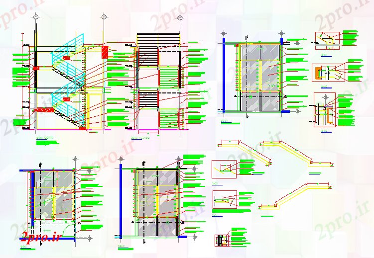 دانلود نقشه  جزئیات آسانسور و    فولاد راه پله (کد53449)