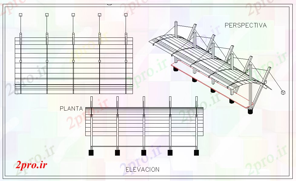 دانلود نقشه جزئیات ساختار ساختار جزئیات سقف پوشش (کد53465)