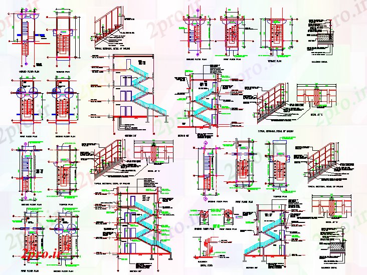 دانلود نقشه  جزئیات آسانسور و   ساختار  پله (کد53497)