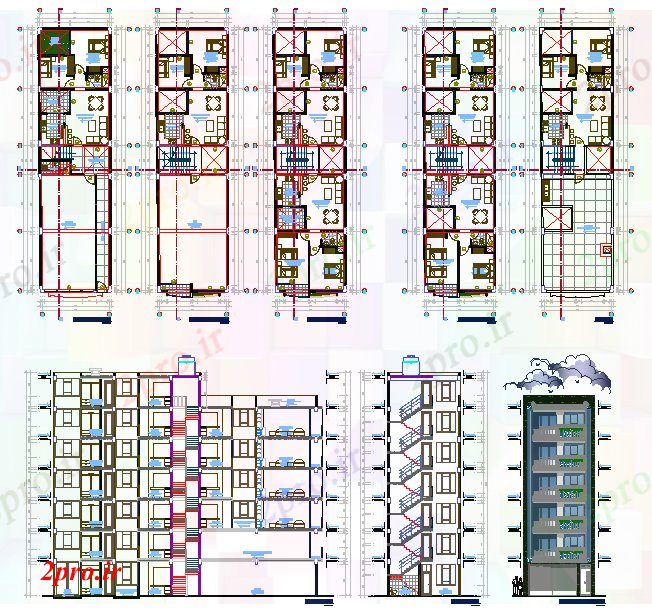 دانلود نقشه مسکونی  ، ویلایی ، آپارتمان  خانه مدرن ساختمان (کد53501)