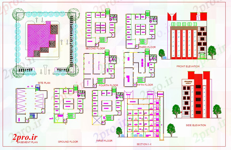 دانلود نقشه هایپر مارکت - مرکز خرید - فروشگاه مرکز خرید ساختمان 18 در 20 متر (کد53513)