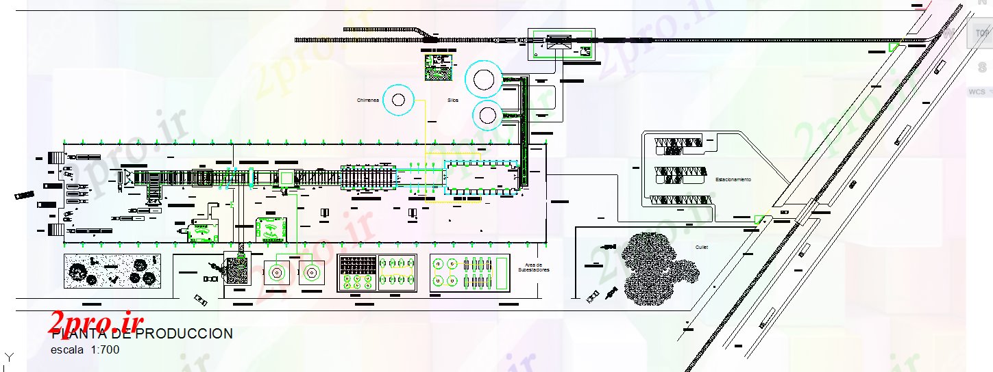 دانلود نقشه کارخانه صنعتی  ، کارگاه جزئیات شیشه ای تولید (کد53516)
