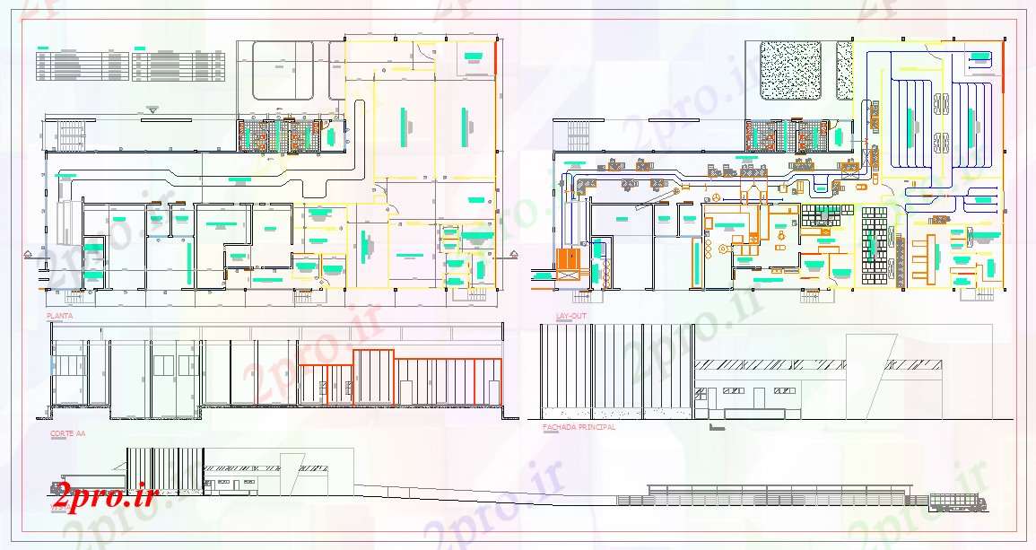 دانلود نقشه کارخانه صنعتی  ، کارگاه خانه طراحی صنعتی  (کد53517)