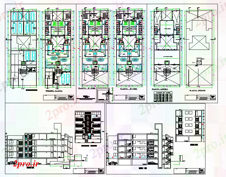 دانلود نقشه مسکونی  ، ویلایی ، آپارتمان  طبقه مسکونی (کد53723)