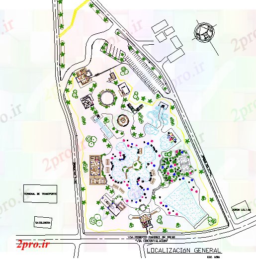 دانلود نقشه باغ جزئیات پارک شهری (کد53725)