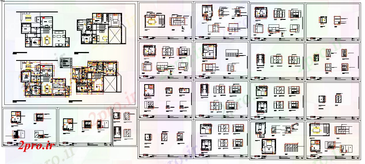 دانلود نقشه جزئیات طراحی در و پنجره  خانه درب و پنجره جزئیات (کد53770)