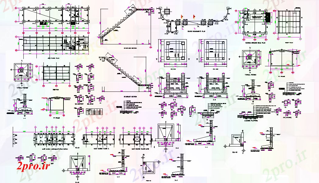 دانلود نقشه جزئیات پایه ساختار جزئیات پله خانه (کد53796)
