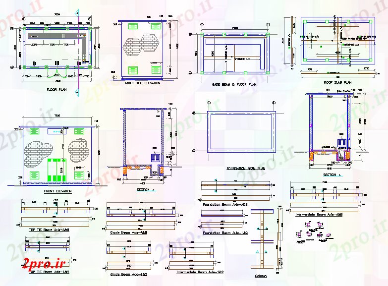 دانلود نقشه معماری ترانسفورماتور خانه (کد53800)