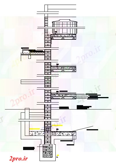 دانلود نقشه جزئیات پایه جزئیات سقف طبقه دیوار (کد53808)