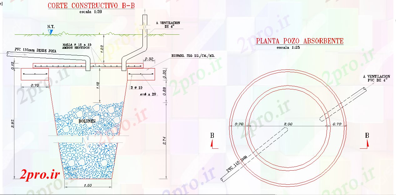 دانلود نقشه پلان مقطعی جذب خوب (کد53811)