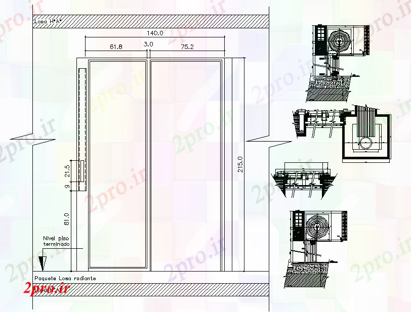 دانلود نقشه جزئیات طراحی در و پنجره  جزئیات پیمایش درب (کد53842)