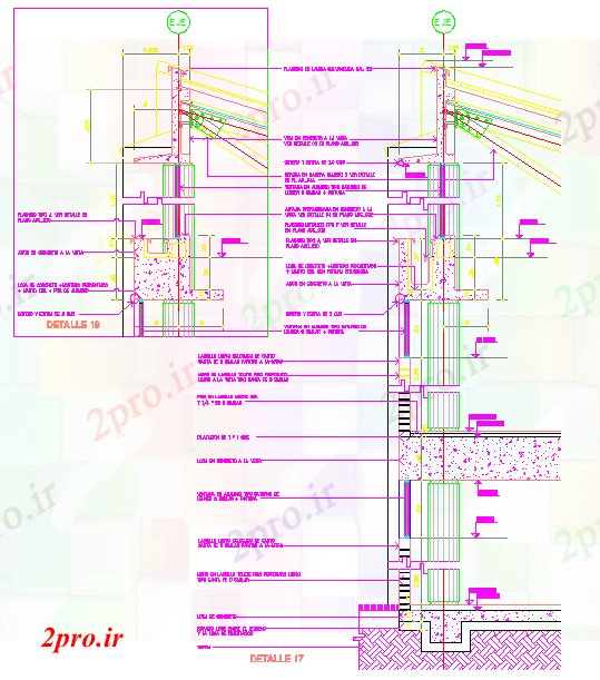 دانلود نقشه پلان مقطعی بخش سقف دیوار (کد53849)