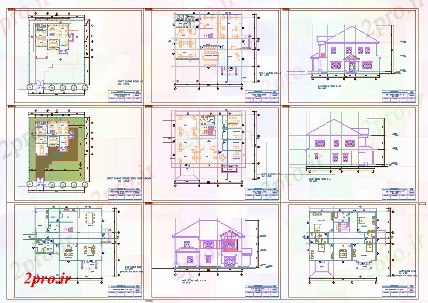 دانلود نقشه خانه های کوچک ، نگهبانی ، سازمانی - دفتر ویلایی با 18 در 18 متر (کد53882)