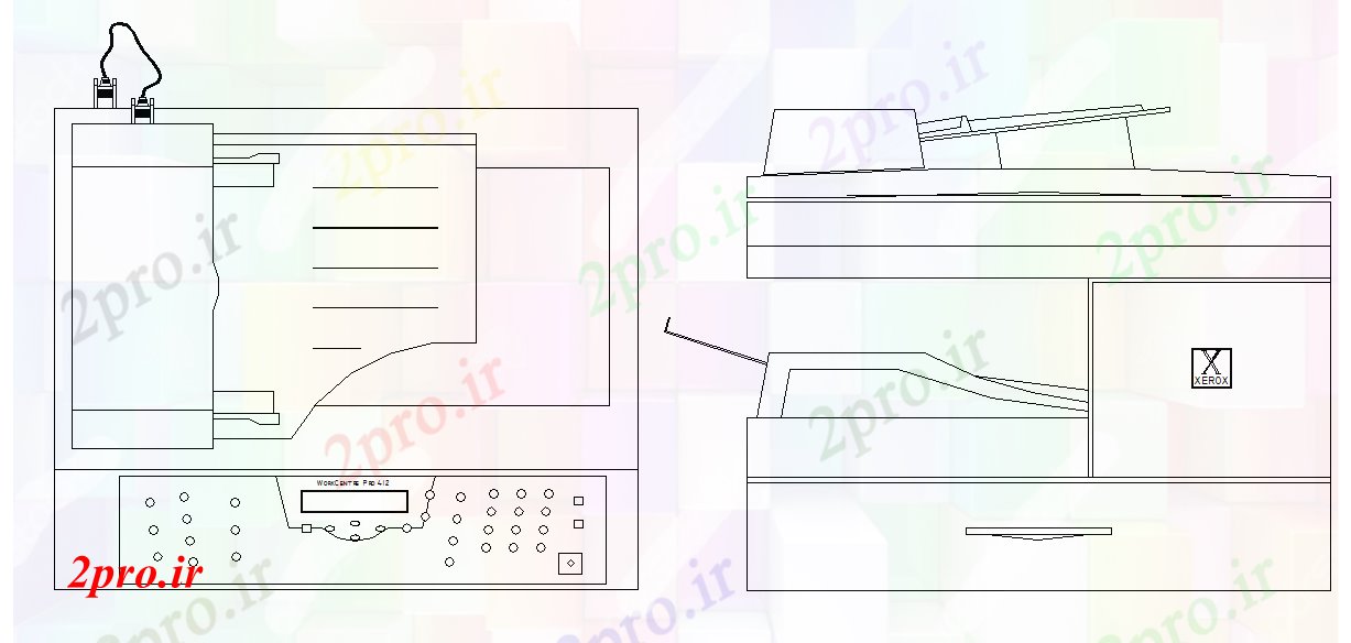 دانلود نقشه بلوک ، آرام ، نماد چاپگر XEROX ماشین (کد53911)