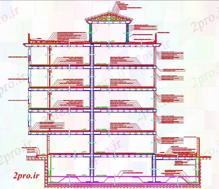 دانلود نقشه پلان مقطعی بخش ساختمان (کد53913)