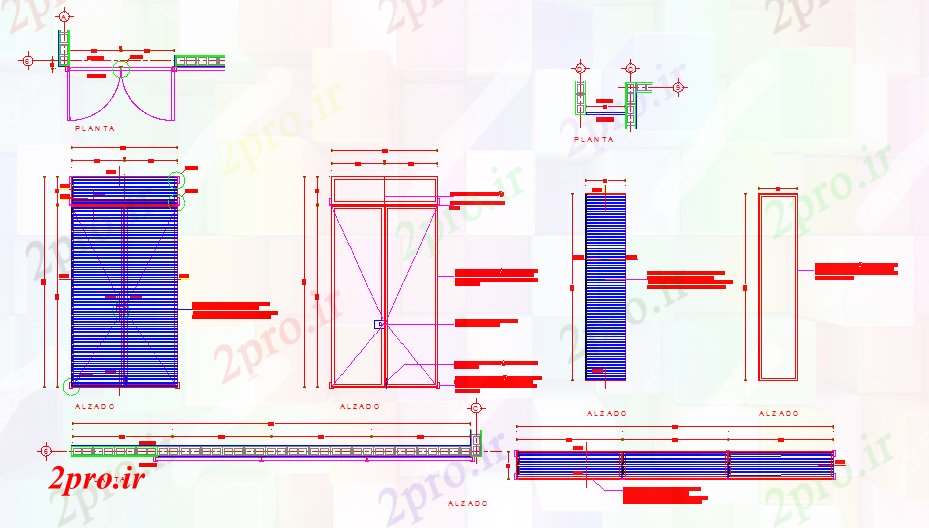 دانلود نقشه جزئیات طراحی در و پنجره  در و پنجره سازی (کد53934)