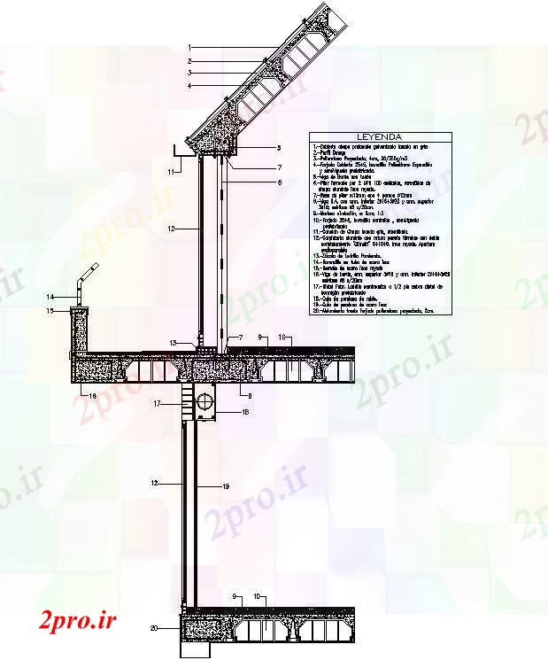 دانلود نقشه پلان مقطعی بخش بالکن (کد53966)