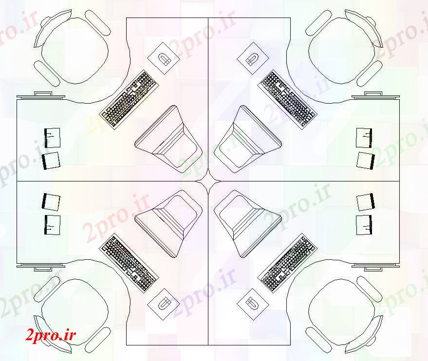 دانلود نقشه بلوک مبلمان کامپیوتر جدول طراحی (کد53969)