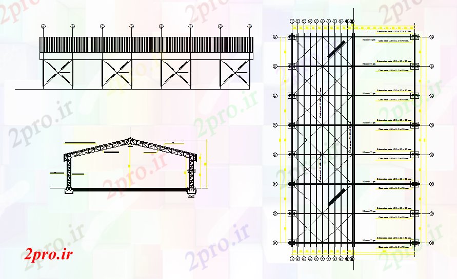 دانلود نقشه پلان مقطعی فلزی ساختار (کد53976)