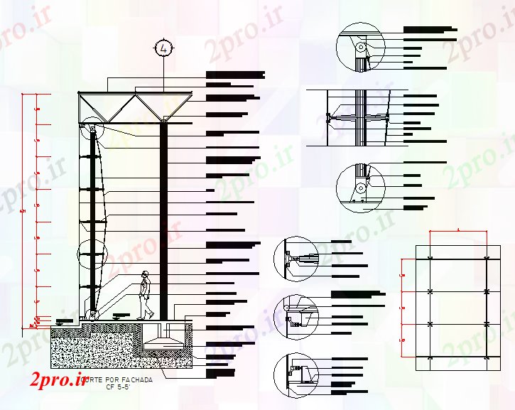 دانلود نقشه پلان مقطعی طراحی ساختار فلزی (کد53984)