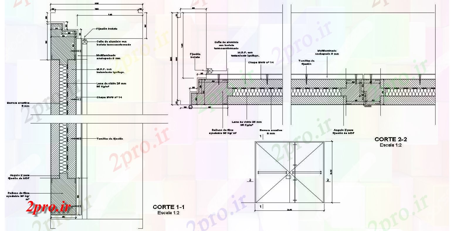 دانلود نقشه جزئیات طراحی در و پنجره  شیشه ای طراحی درب (کد53997)