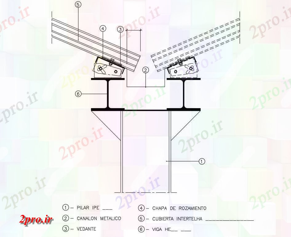 دانلود نقشه پلان مقطعی شیب سقف طراحی (کد54003)