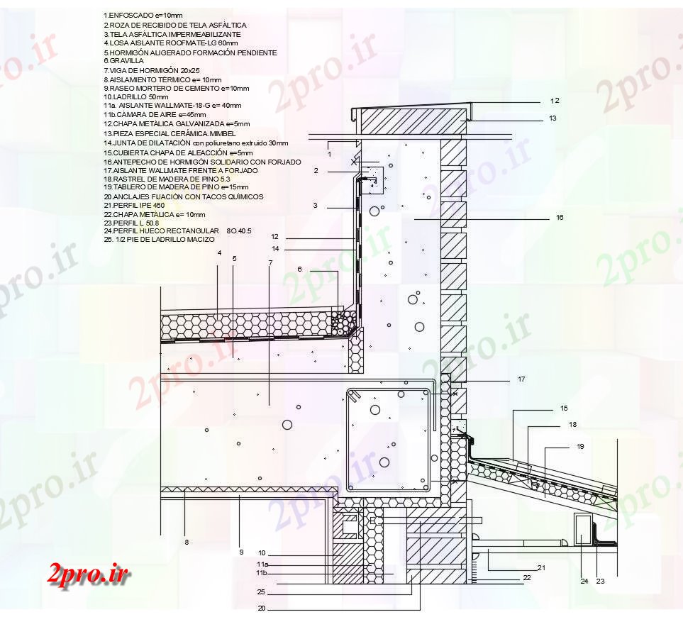 دانلود نقشه پلان مقطعی ساختار RCC فولاد (کد54010)