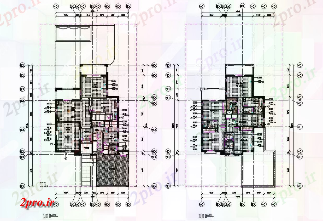 دانلود نقشه خانه های کوچک ، نگهبانی ، سازمانی - طراحی مدرن ویلایی خانه 14 در 24 متر (کد54018)