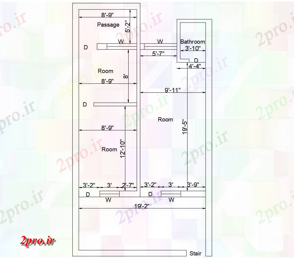 دانلود نقشه مسکونی ، ویلایی ، آپارتمان کوچک خانه 6 در 11 متر (کد54029)