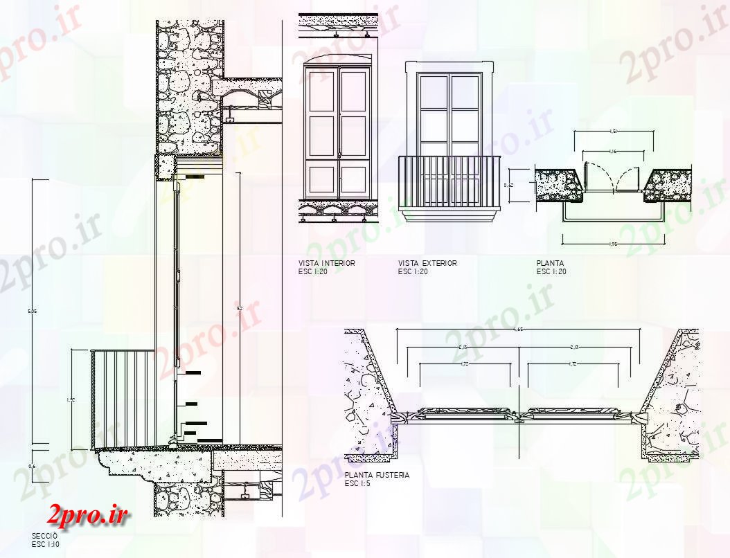 دانلود نقشه جزئیات طراحی در و پنجره  چوب پنجره طراحی درب (کد54044)