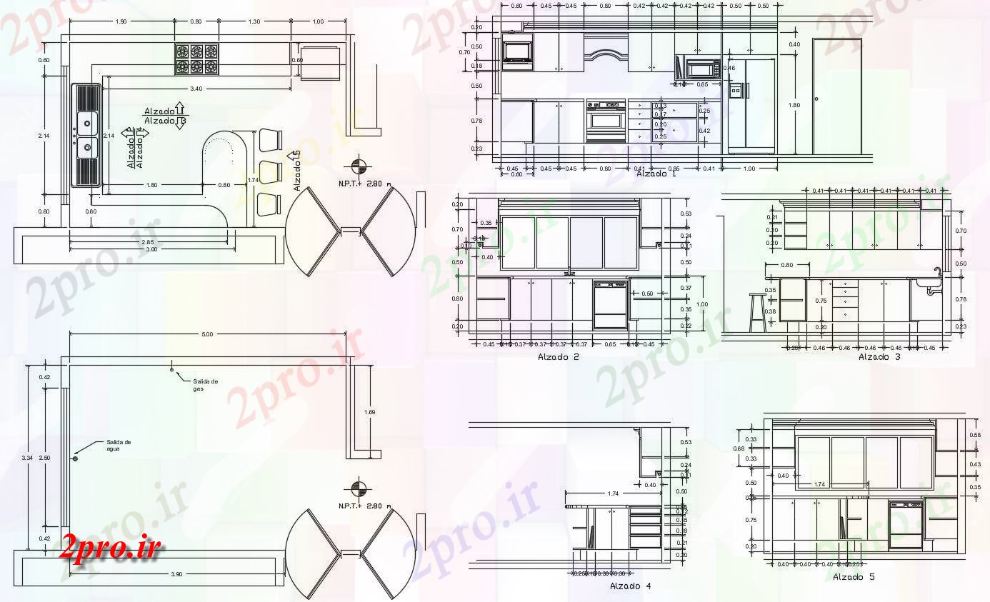 دانلود نقشه آشپزخانه آشپزخانه طرحی طبقه   (کد54045)