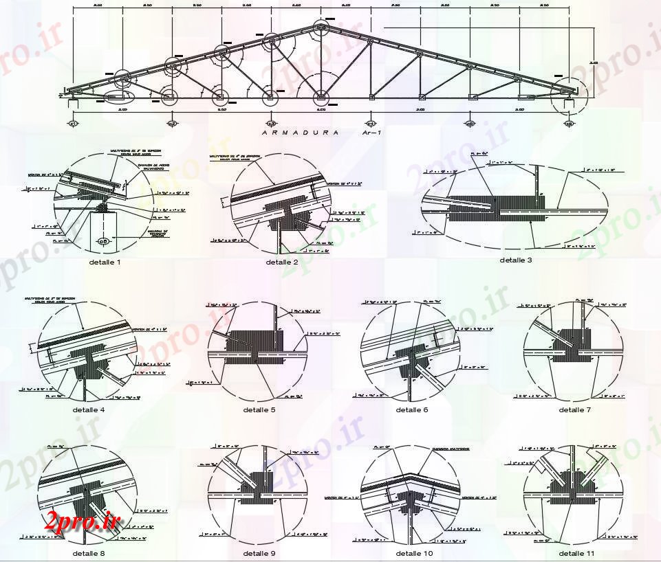 دانلود نقشه پلان مقطعی   شاه خرپا طراحی  (کد54078)