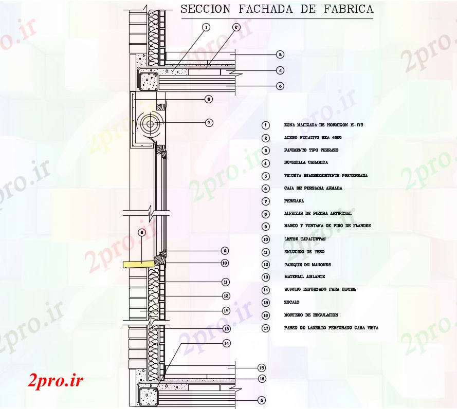 دانلود نقشه جزئیات ساخت و ساز پرده دیوار بخش نشیمن   (کد54082)