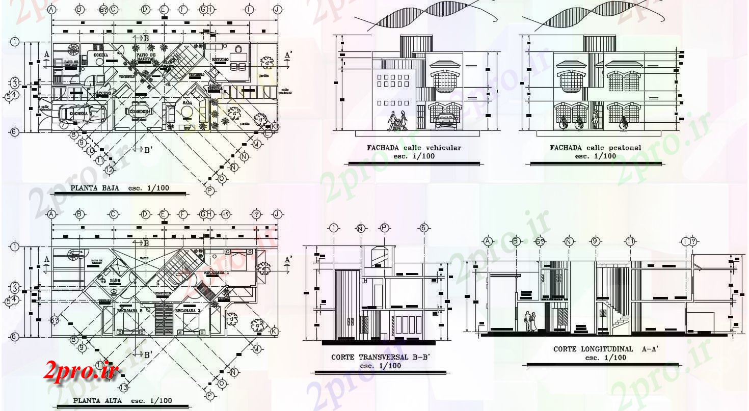 دانلود نقشه مسکونی ، ویلایی ، آپارتمان خانه قوس دار طراحی 8 در 20 متر (کد54083)