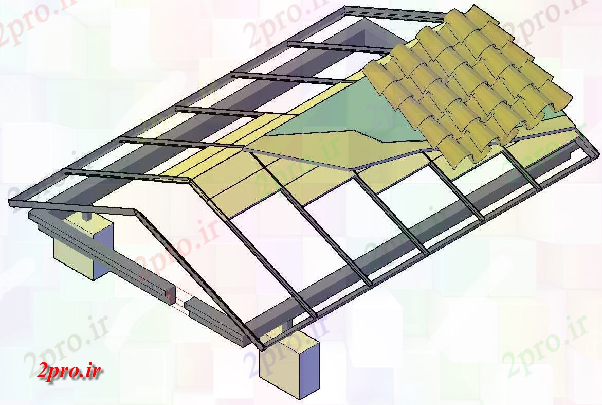 دانلود نقشه جزئیات ساختار خرپا سقفتریدی ساخت و ساز (کد54086)