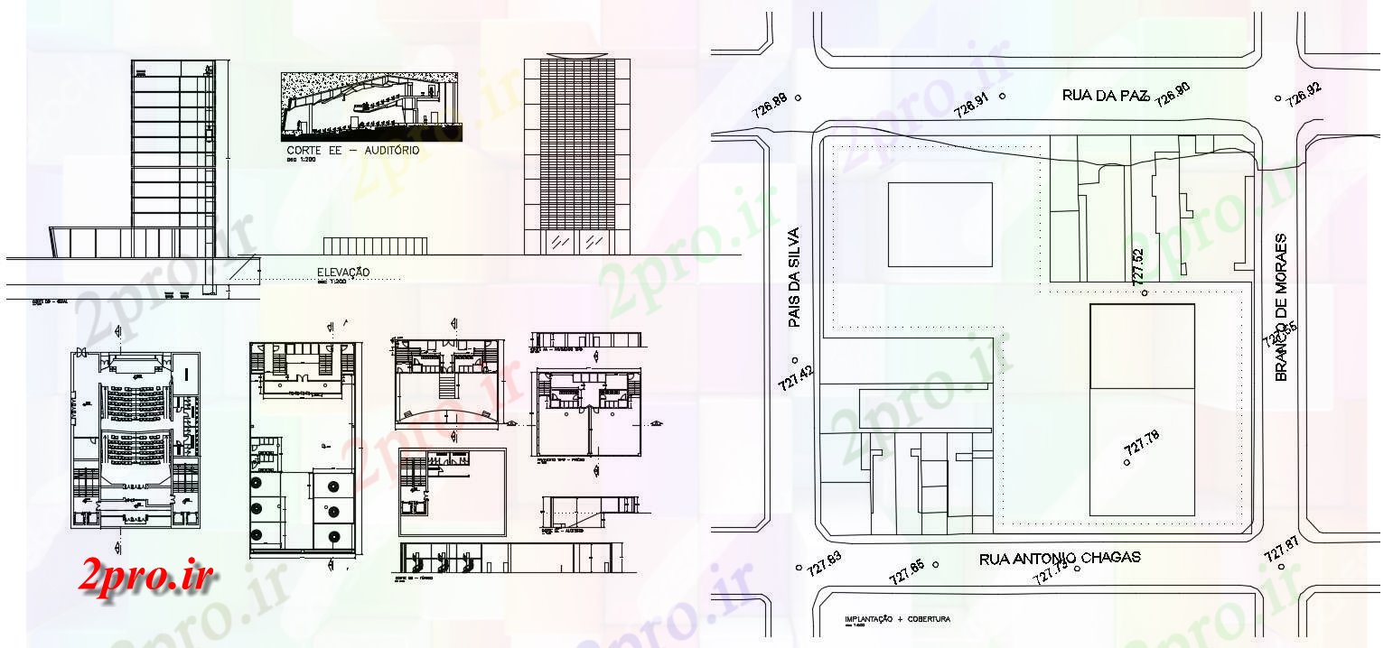 دانلود نقشه مجتمع تجاری طراحی مدرن ساختمان تجاری (کد54099)