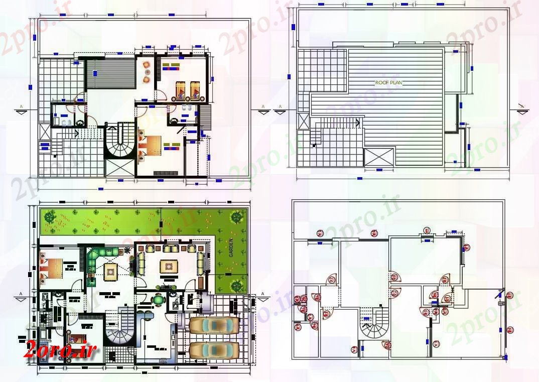 دانلود نقشه مسکونی ، ویلایی ، آپارتمان طرحی خانه مدرن طراحی از 25 در 37 متر (کد54122)