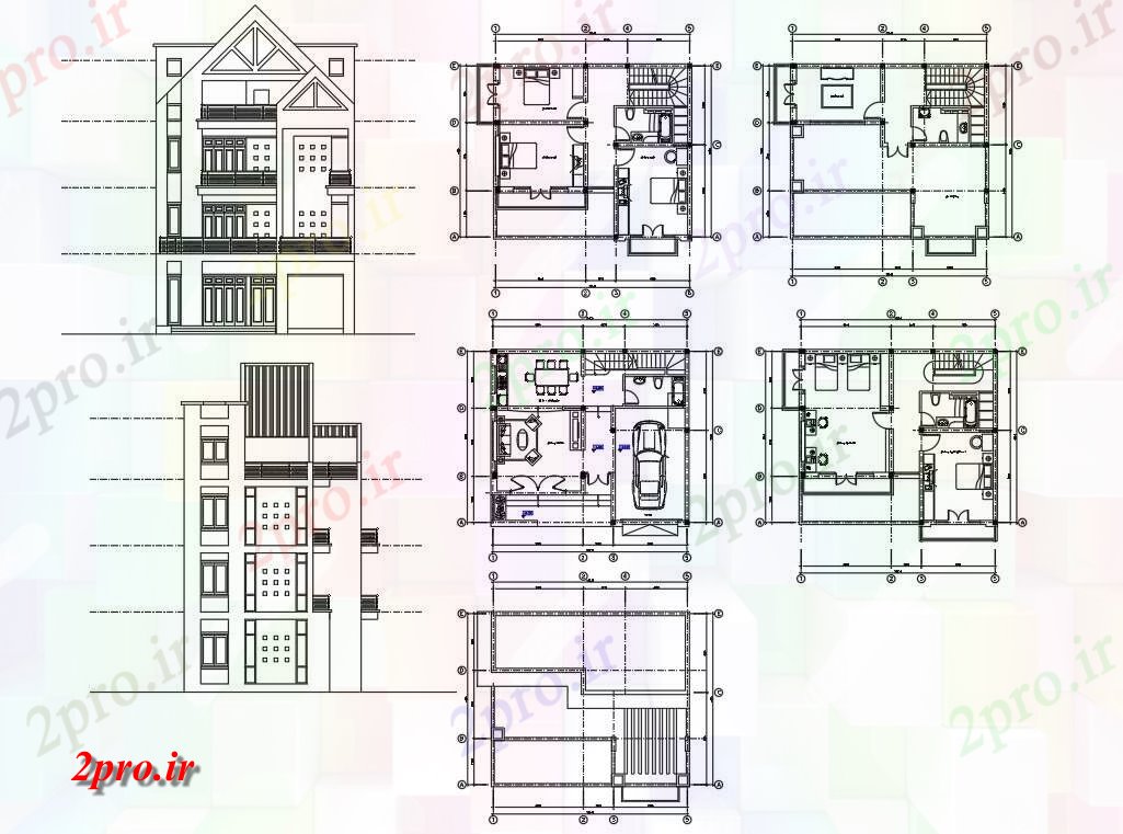 دانلود نقشه مسکونی ، ویلایی ، آپارتمان خانه پروژه ساختمان 9 در 11 متر (کد54131)
