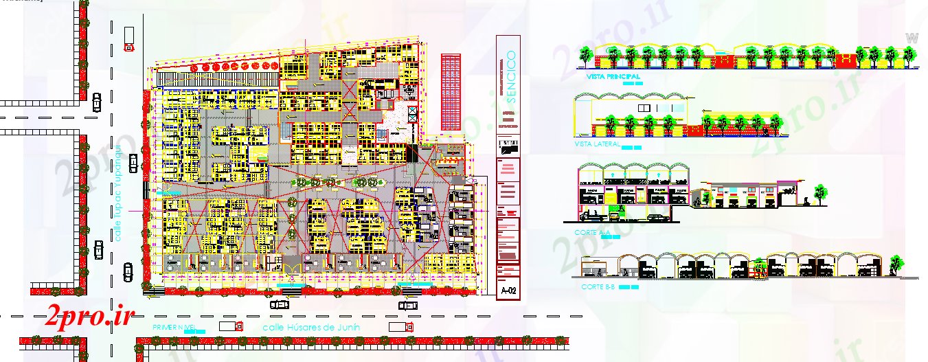دانلود نقشه هایپر مارکت - مرکز خرید - فروشگاه مرکز خرید 44 در 68 متر (کد54138)