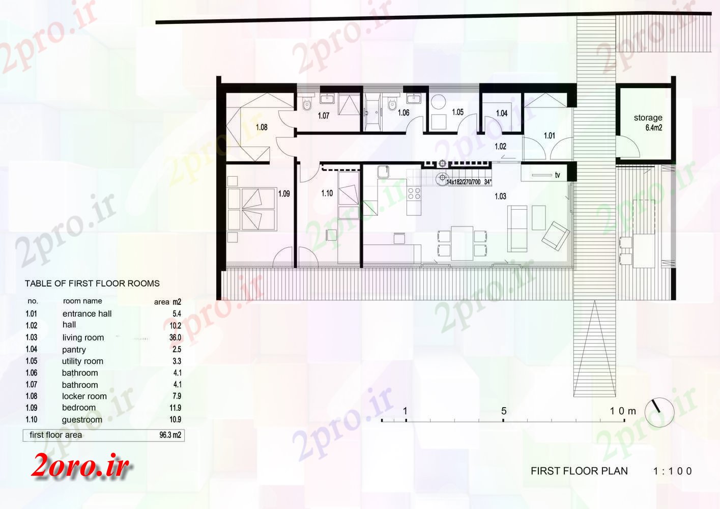 دانلود نقشه  خانه مسکونی ، ویلاAirey خانه (کد54154)