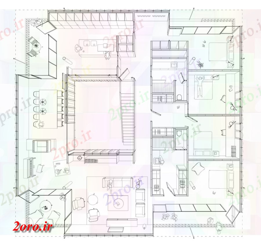 دانلود نقشه  خانه مسکونی ، ویلادراز بکش و نوسان کردن از خانه (کد54157)