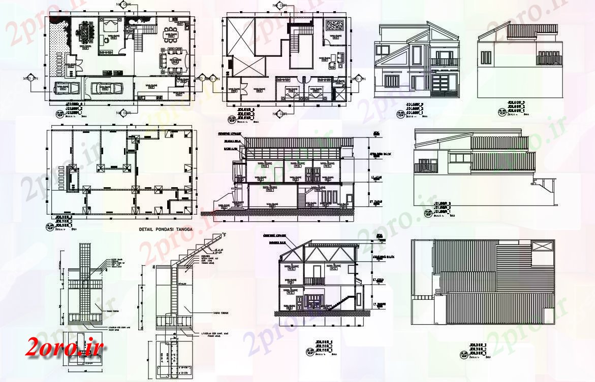 دانلود نقشه مسکونی ، ویلایی ، آپارتمان خانه پروژه 12 در 20 متر (کد54173)