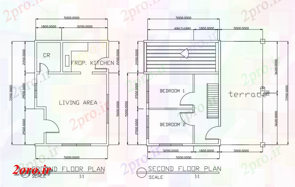 دانلود نقشه مسکونی ، ویلایی ، آپارتمان خانه طراحی از 5 در 7 متر (کد54175)