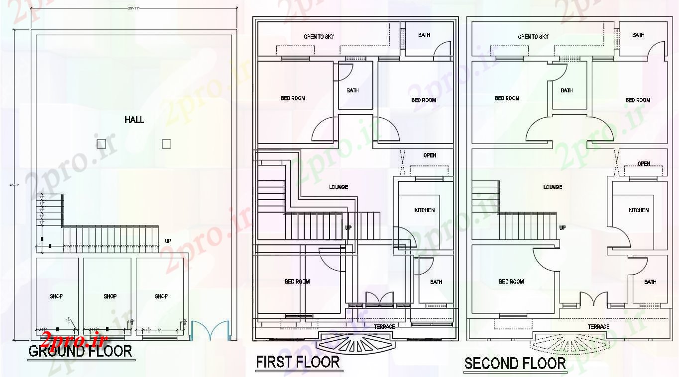 دانلود نقشه مسکونی ، ویلایی ، آپارتمان جزئیات خانه طرح 9 در 14 متر (کد54179)